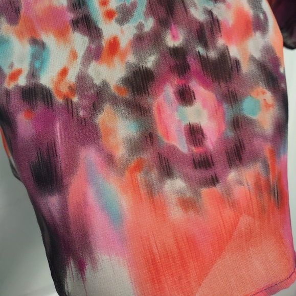 Saks Fifth Avenue Black Label Semi Sheer Multi Coloured Blouse Size Small - Picture 10 of 10